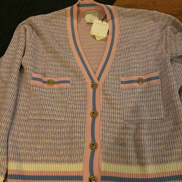 sandro cropped tweed effect cardigan